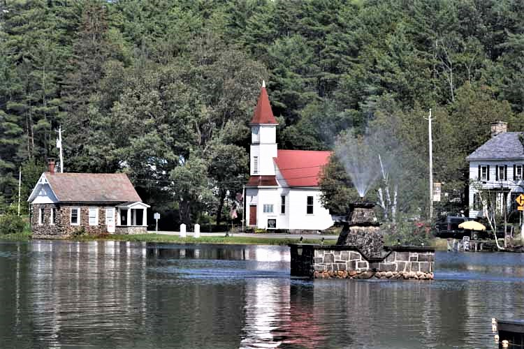 pond with fountain